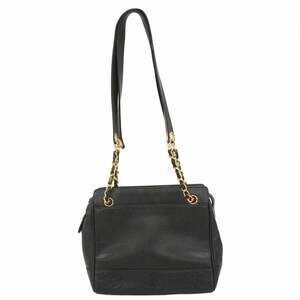 CHANEL Black Caviar Leather Shoulder Bag